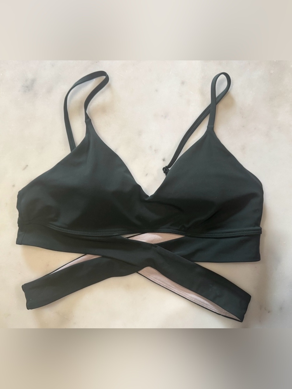 Like new lululemon Dark Green Sports Bra with Cross Wrap Detail